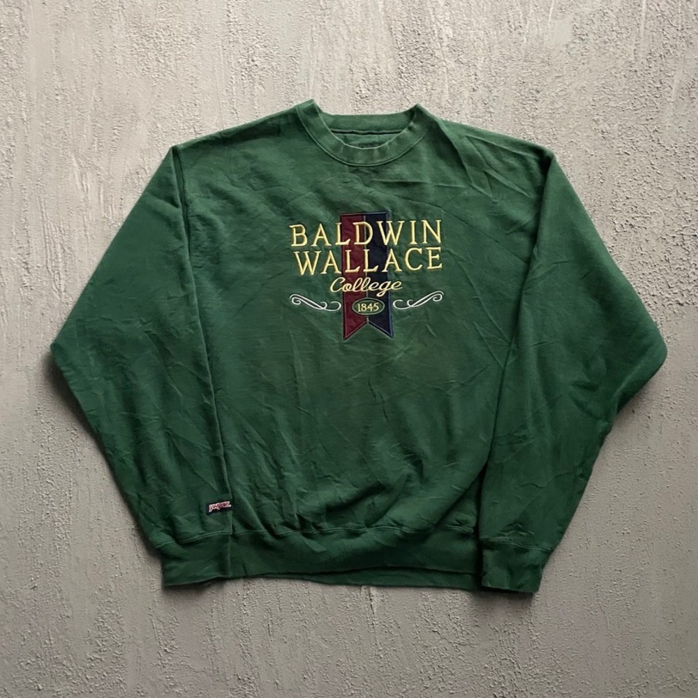 Vintage Baldwin Wallace College Sweatshirt Men Large Green 90s JanSport